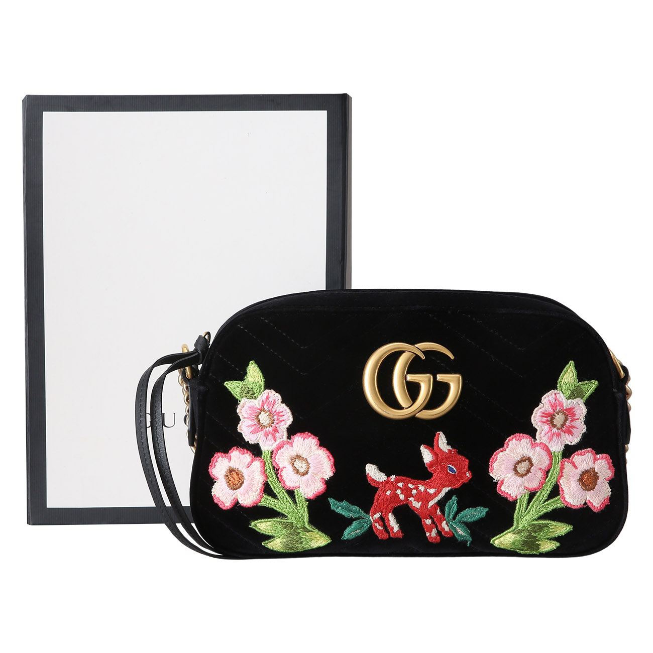 GUCCI(USED)구찌 447632 GG마몽 마틀라세 벨벳 스몰 카메라백