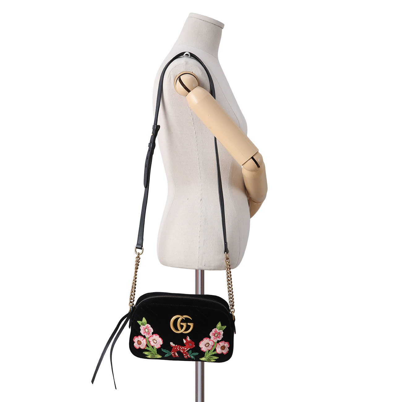 GUCCI(USED)구찌 447632 GG마몽 마틀라세 벨벳 스몰 카메라백