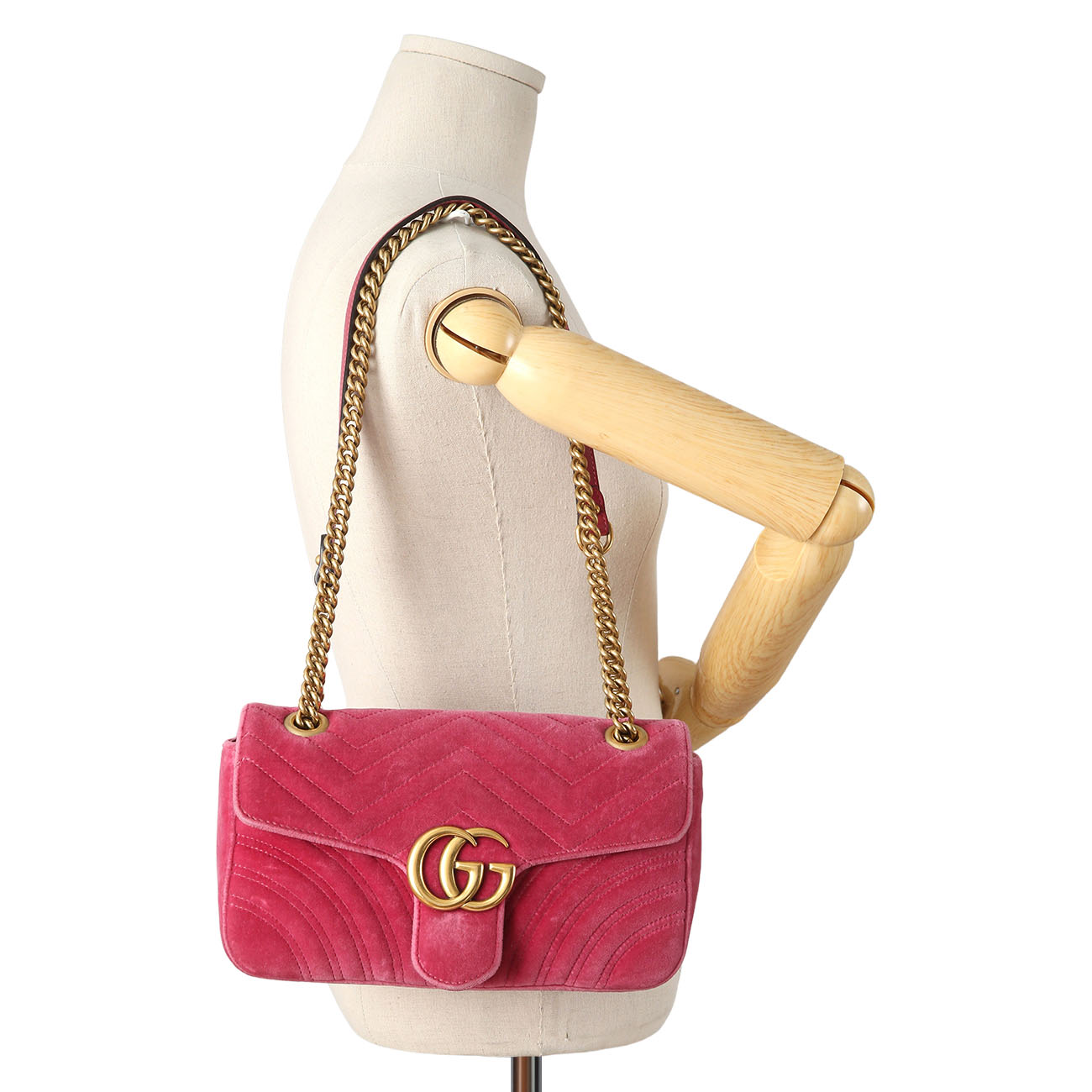 GUCCI(USED)구찌 443497 GG마몽 스웨이드 체인 숄더백