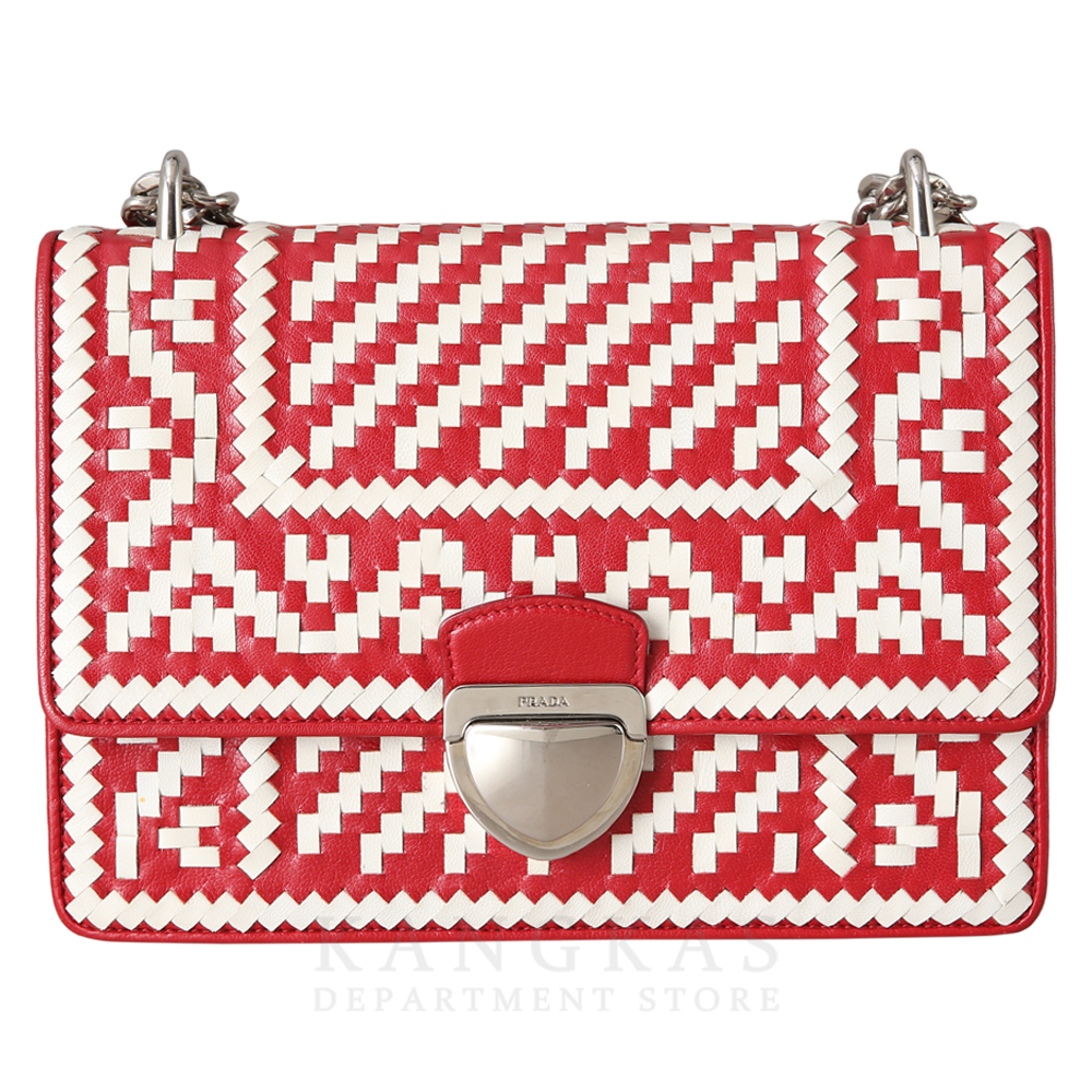 PRADA(USED)프라다 마드라스 위빙 체인 백