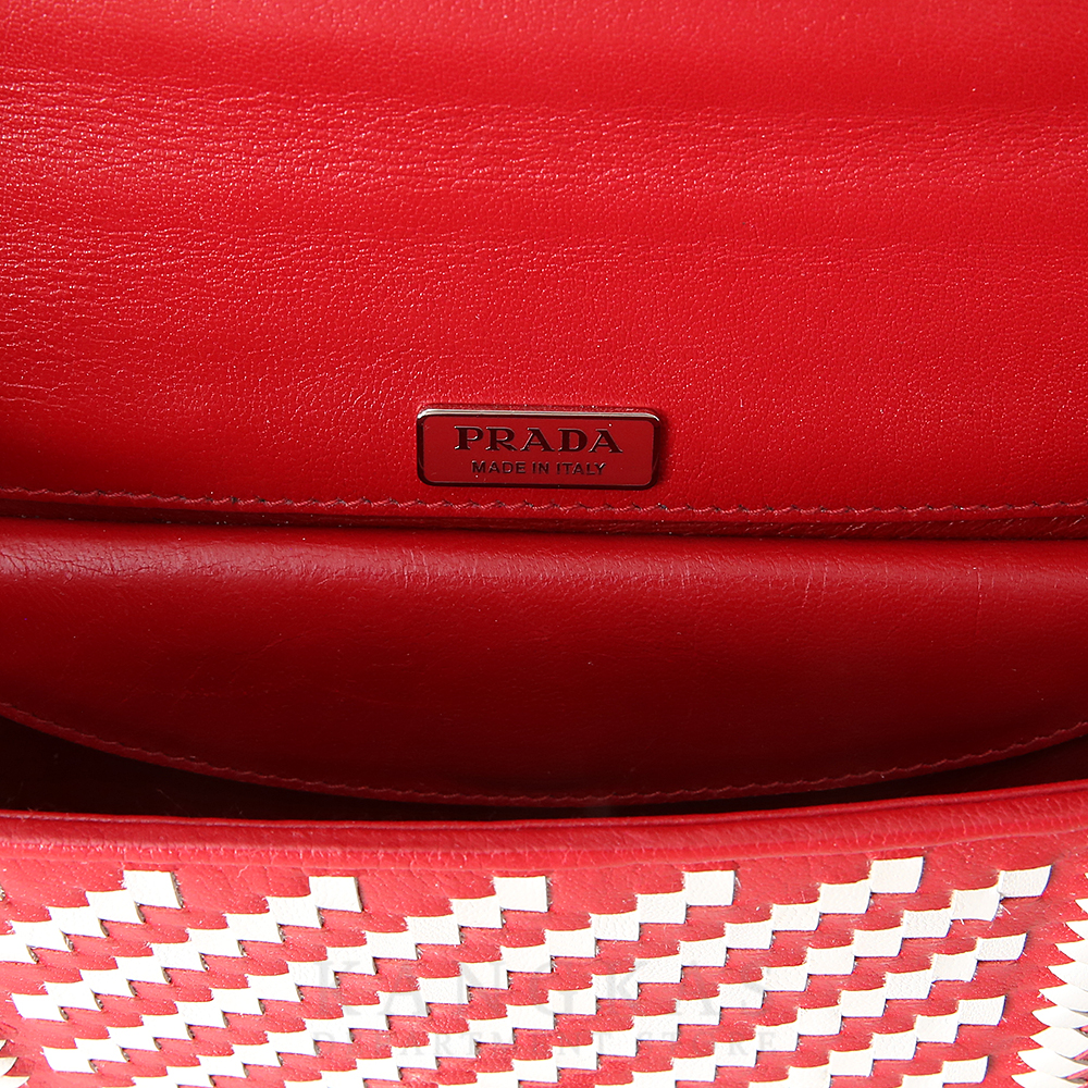 PRADA(USED)프라다 마드라스 위빙 체인 백