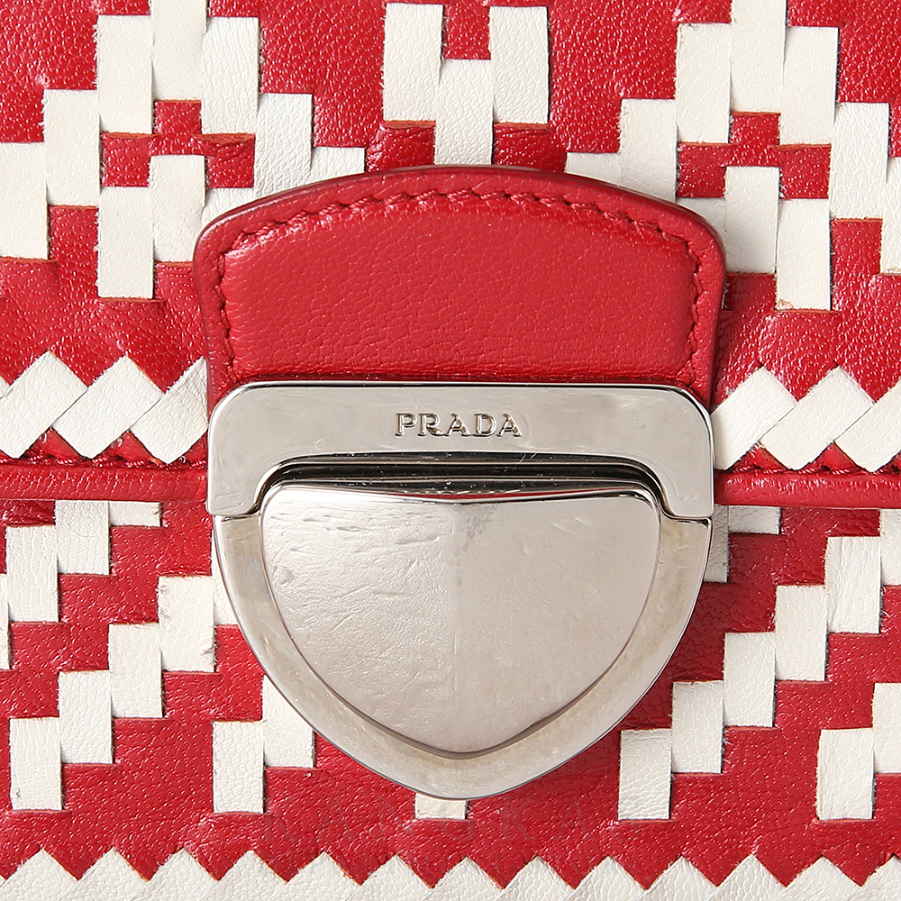 PRADA(USED)프라다 마드라스 위빙 체인 백