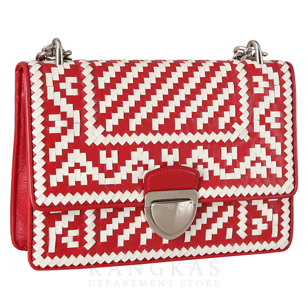 PRADA(USED)프라다 마드라스 위빙 체인 백