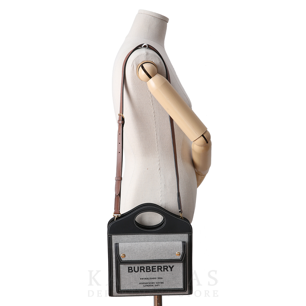 BURBERRY(USED)버버리 미니 트라이톤 코튼 캔버스 레더 포켓 백