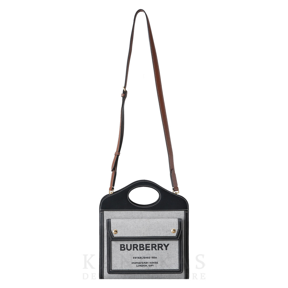 BURBERRY(USED)버버리 미니 트라이톤 코튼 캔버스 레더 포켓 백