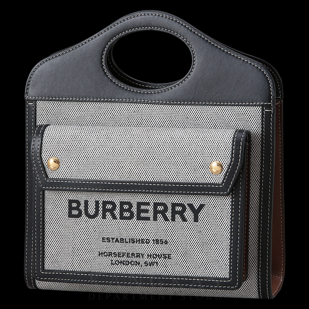 BURBERRY(USED)버버리 미니 트라이톤 코튼 캔버스 레더 포켓 백