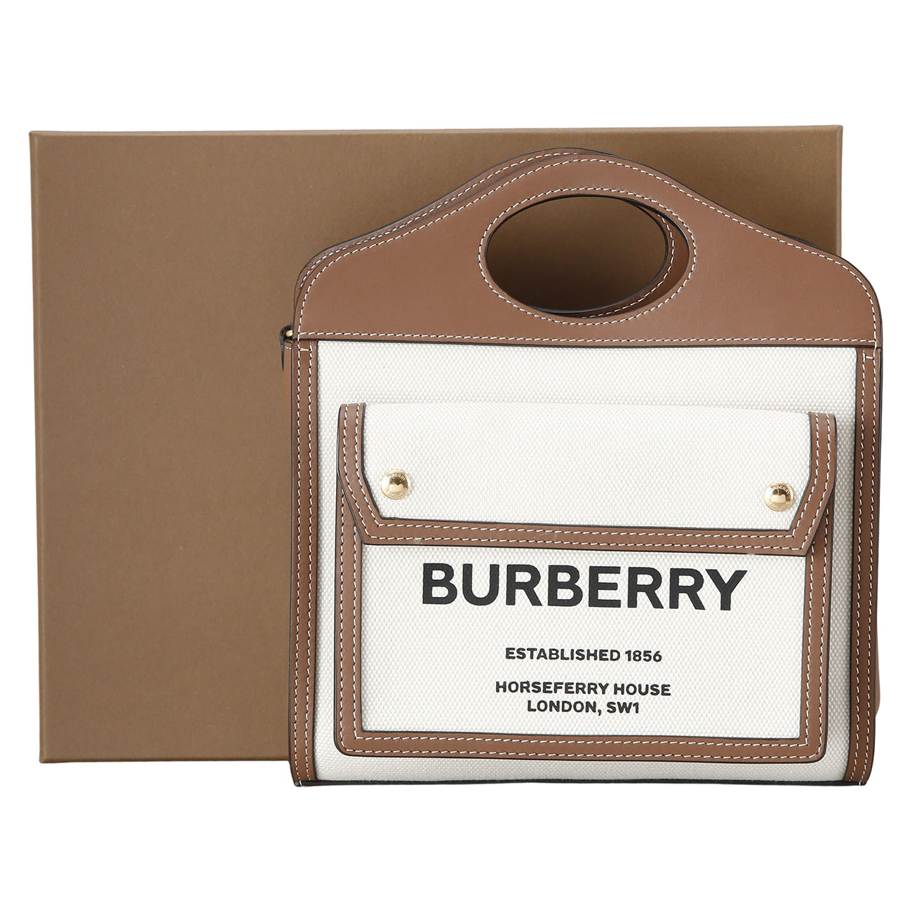 BURBERRY(USED)버버리 투톤 캔버스 프레야 토트백