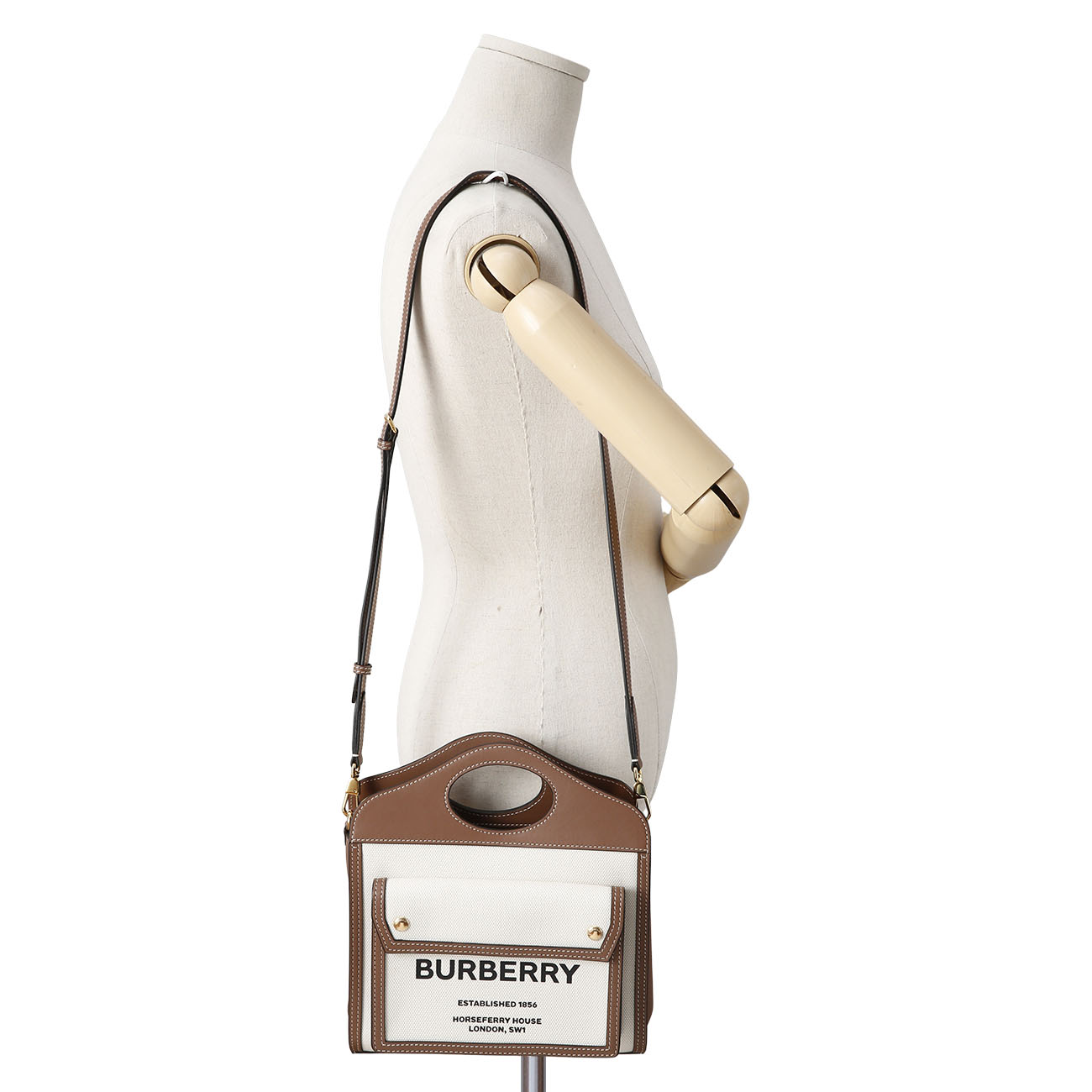 BURBERRY(USED)버버리 투톤 캔버스 프레야 토트백