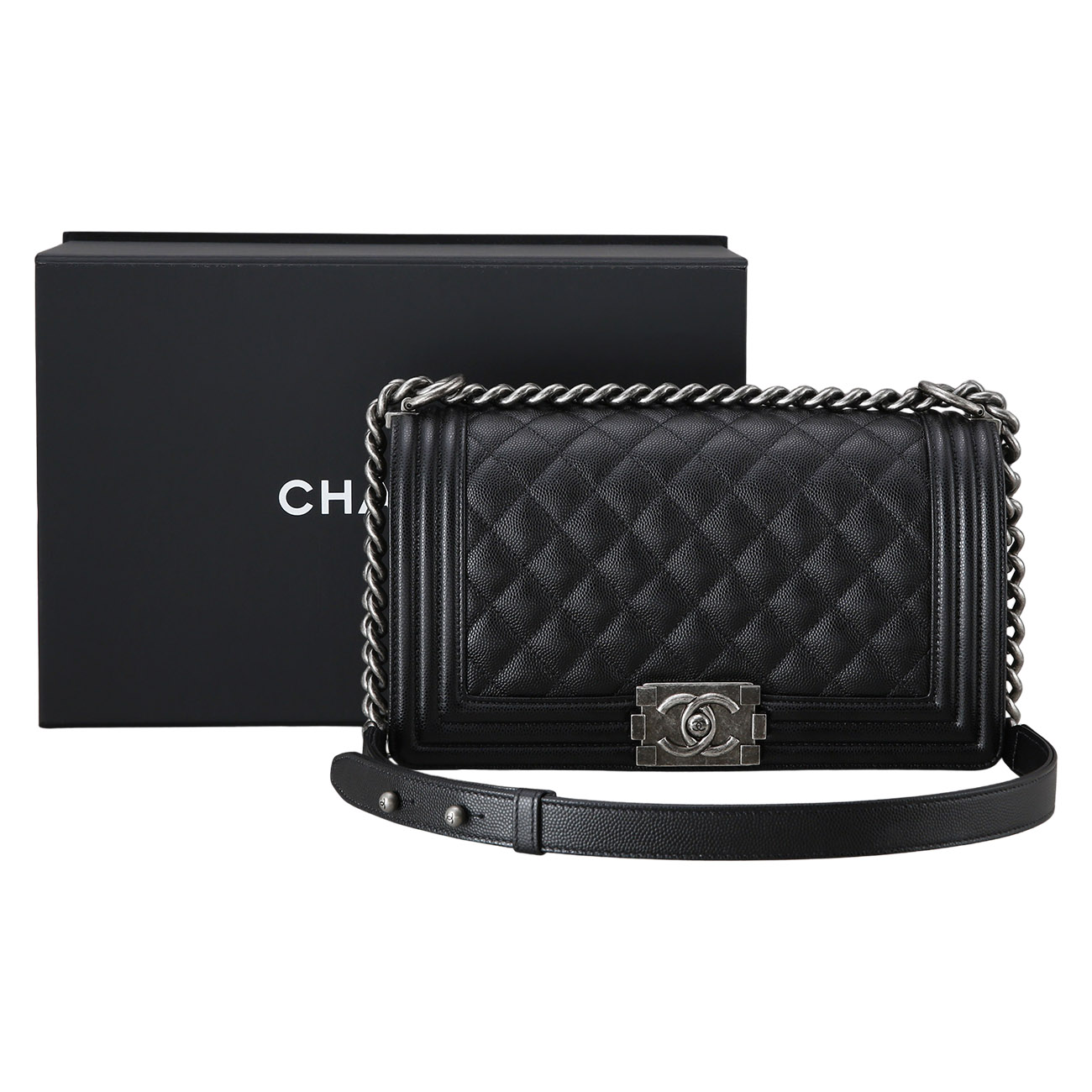CHANEL(USED)샤넬 캐비어 보이샤넬 미듐