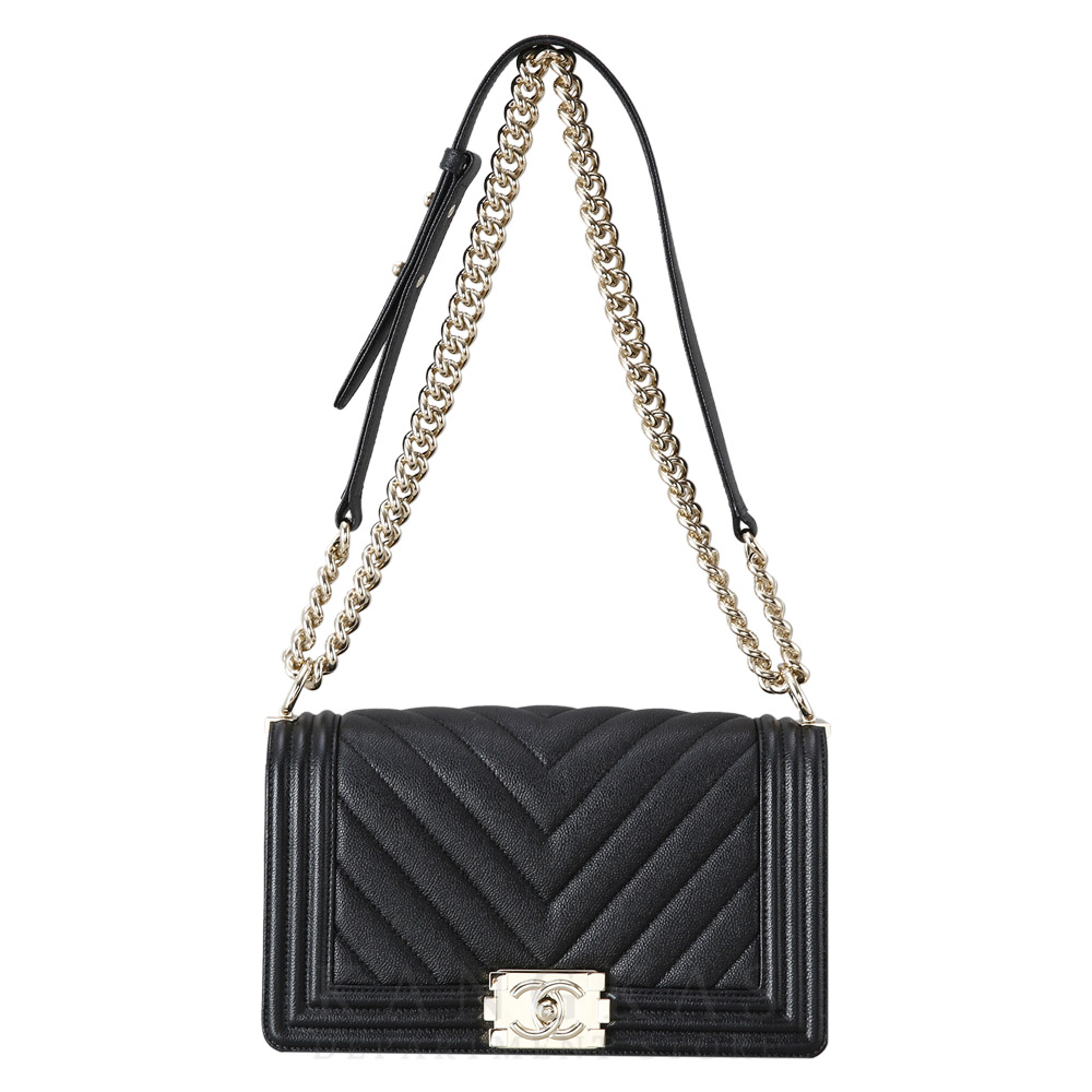 CHANEL(USED)샤넬 캐비어 쉐브론 보이샤넬 미듐