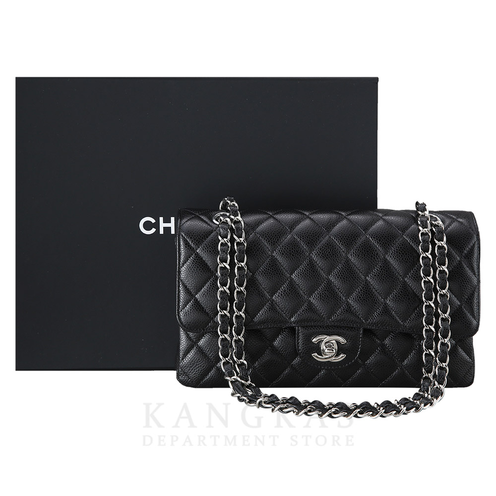CHANEL(USED)샤넬 클래식 캐비어 미듐 은장