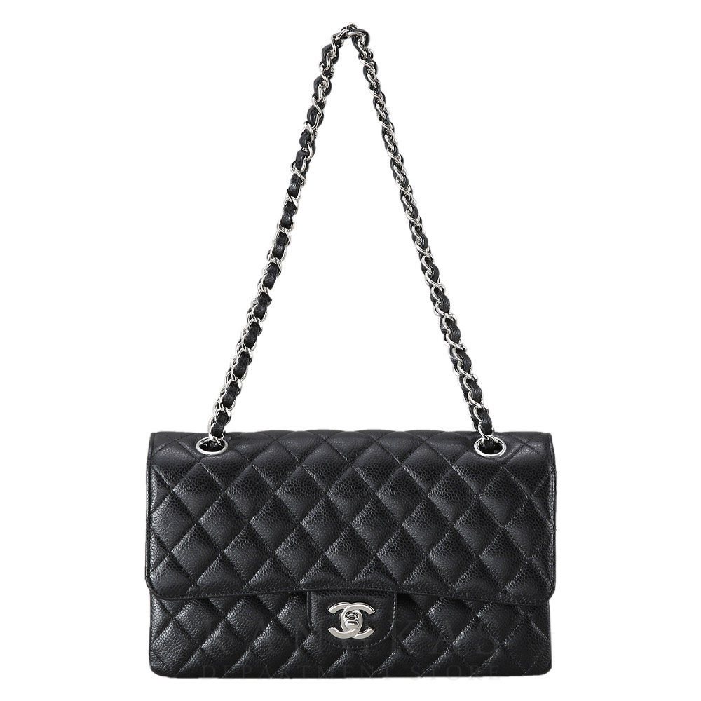CHANEL(USED)샤넬 클래식 캐비어 미듐 은장