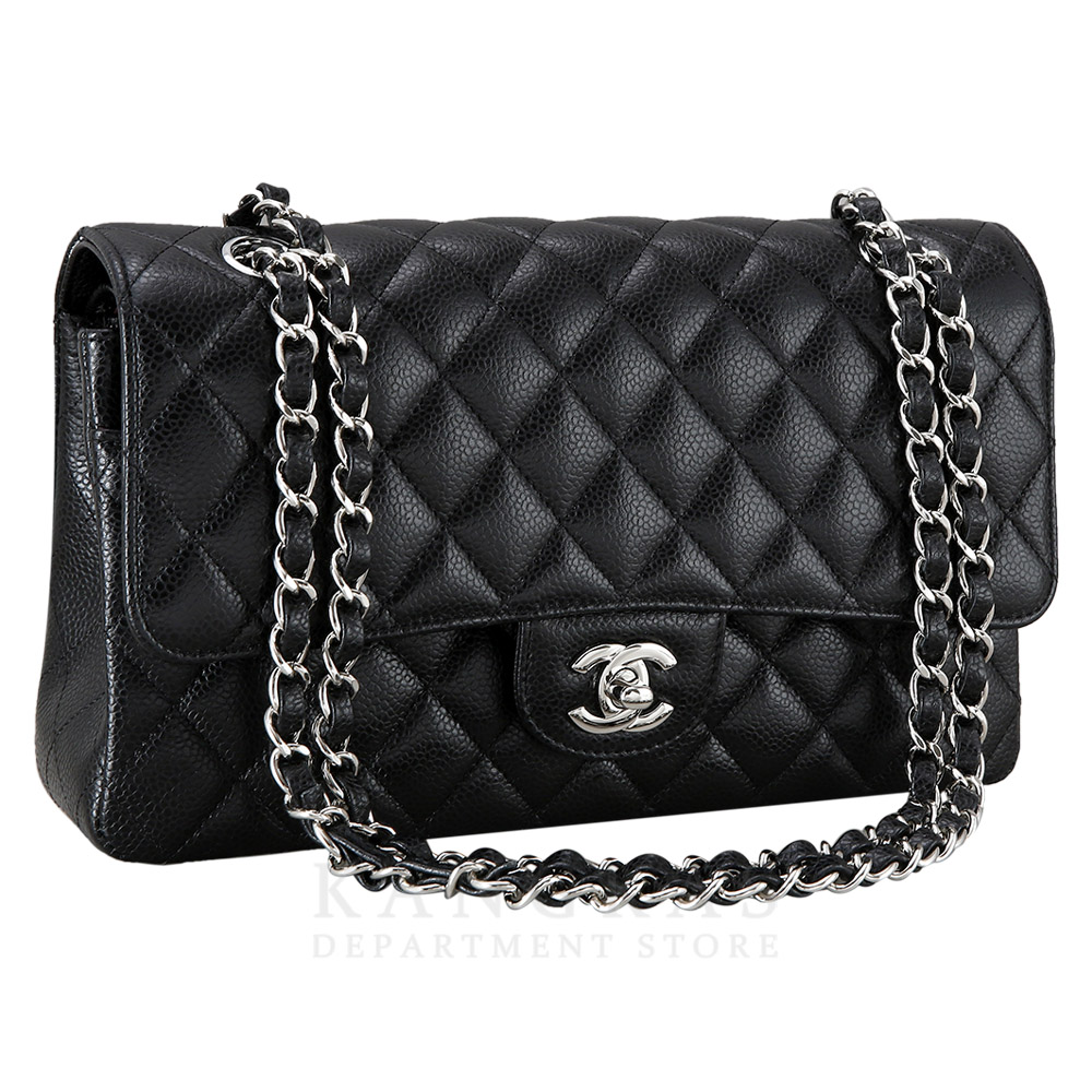 CHANEL(USED)샤넬 클래식 캐비어 미듐 은장