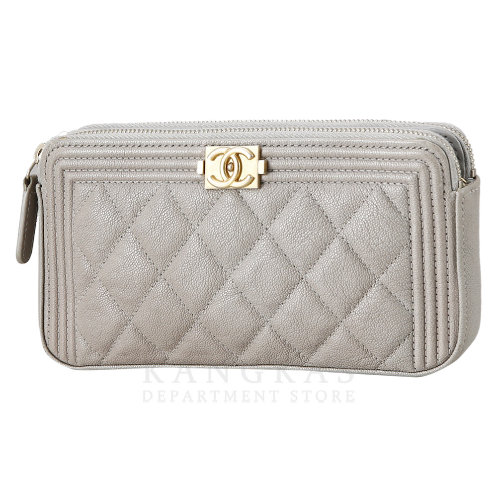 CHANEL(USED)샤넬 캐비어 보이샤넬 더블 지퍼 WOC