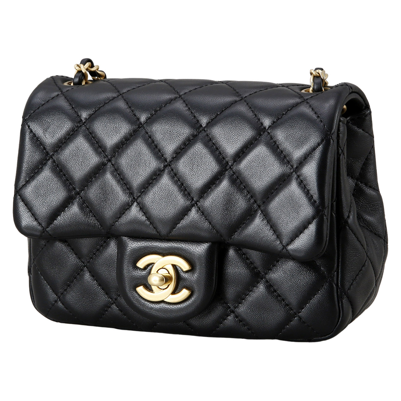 CHANEL(USED)샤넬 램스킨 클래식 쁘띠삭 골든볼