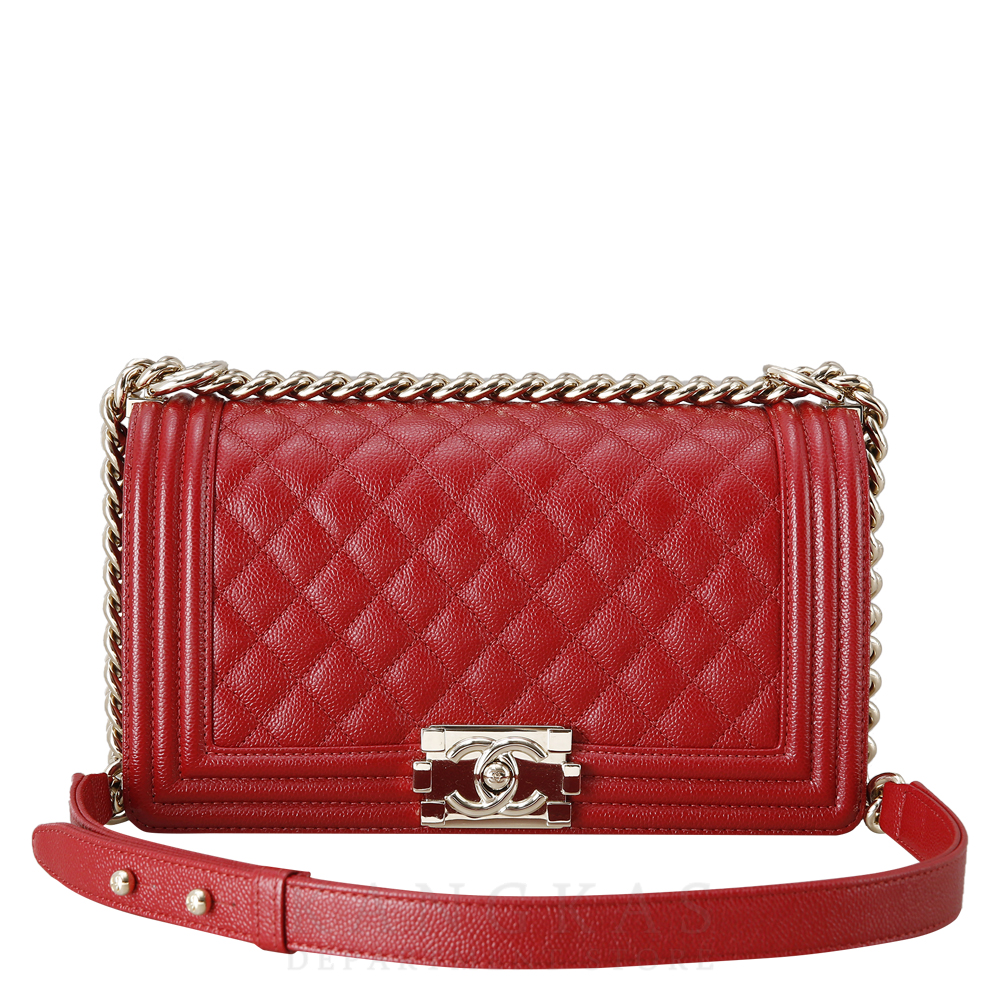 CHANEL(USED)샤넬 캐비어 보이샤넬 미듐 금장