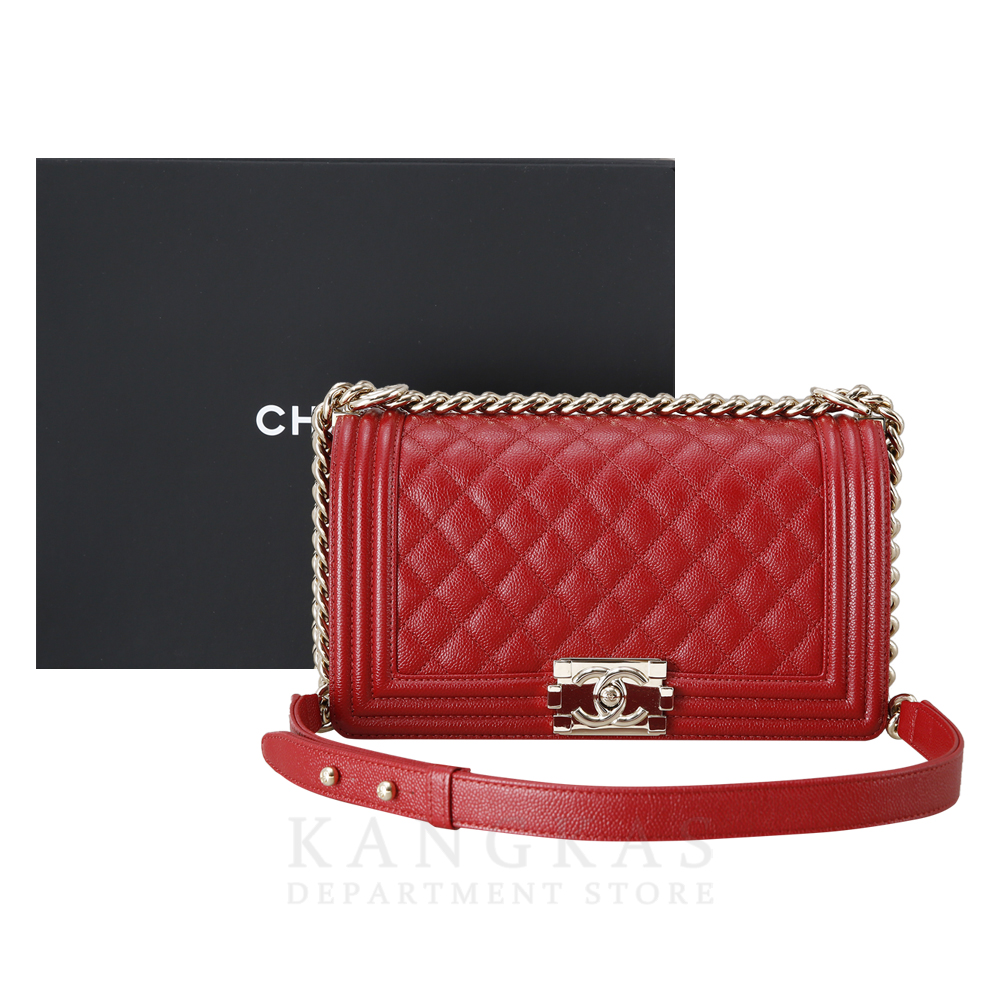 CHANEL(USED)샤넬 캐비어 보이샤넬 미듐 금장