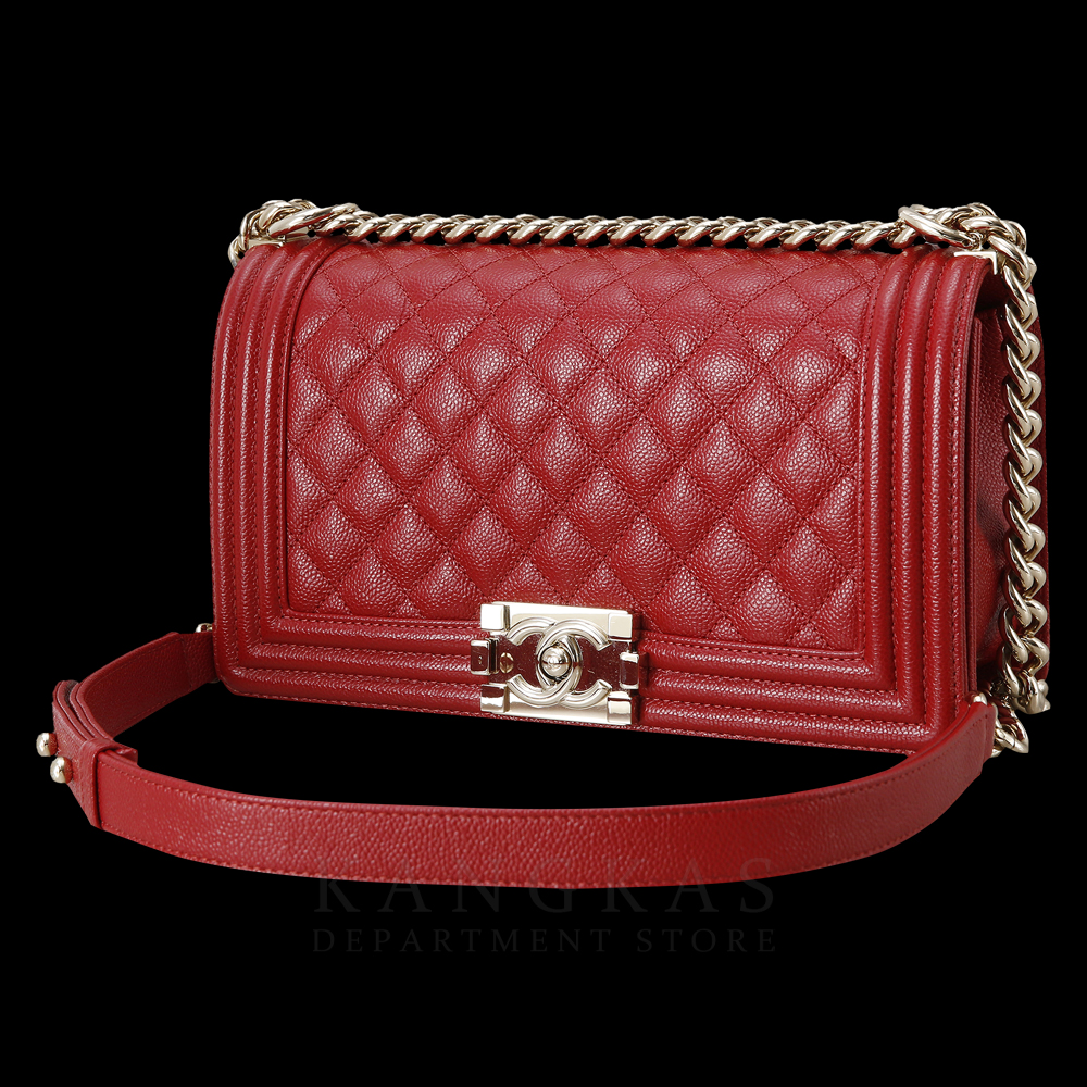 CHANEL(USED)샤넬 캐비어 보이샤넬 미듐 금장