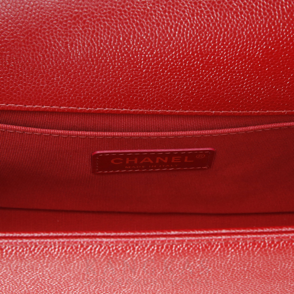 CHANEL(USED)샤넬 캐비어 보이샤넬 미듐 금장