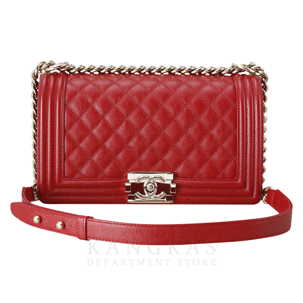 CHANEL(USED)샤넬 캐비어 보이샤넬 미듐 금장