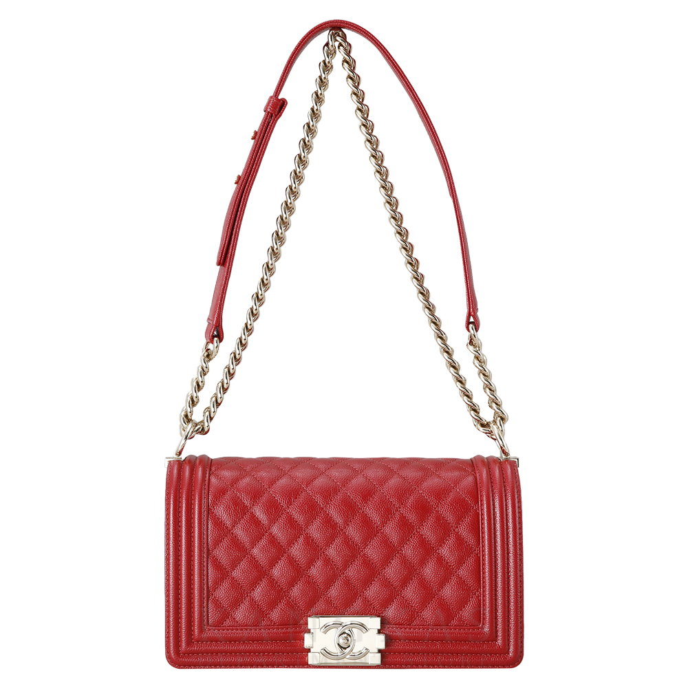 CHANEL(USED)샤넬 캐비어 보이샤넬 미듐 금장