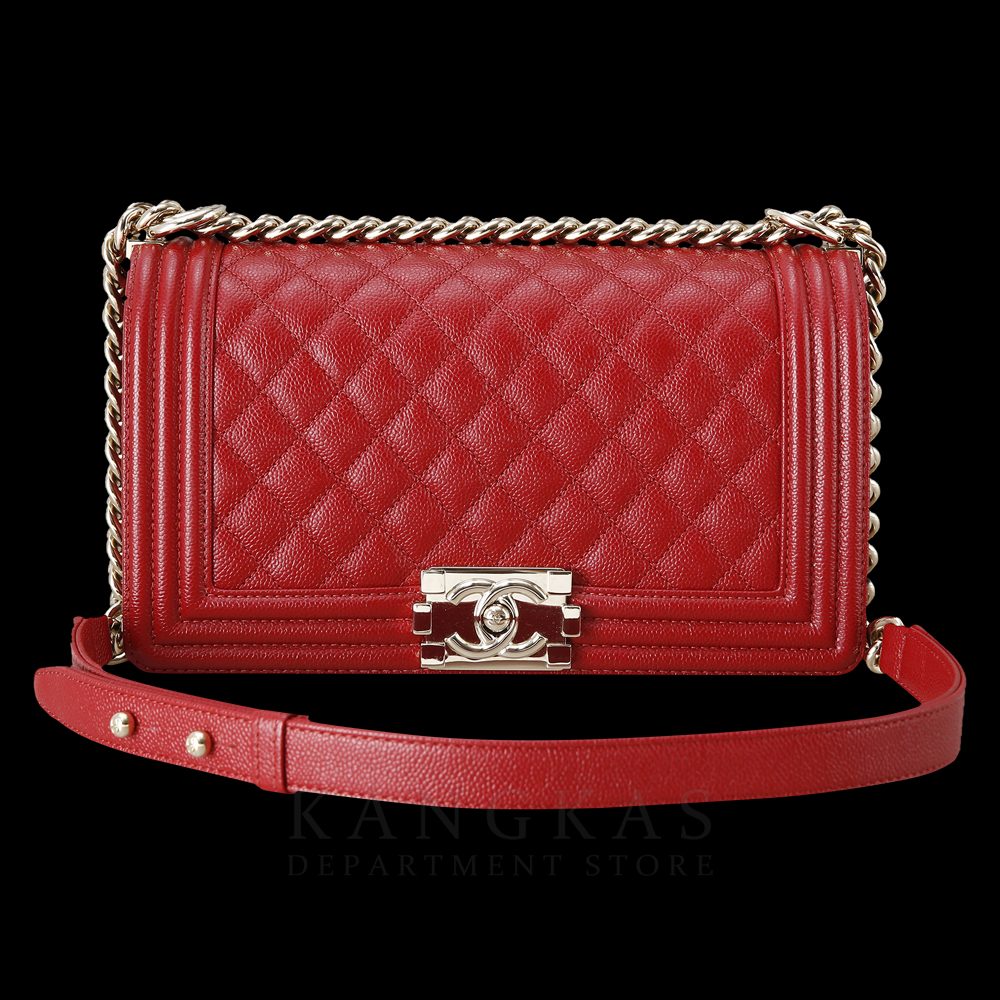 CHANEL(USED)샤넬 캐비어 보이샤넬 미듐 금장
