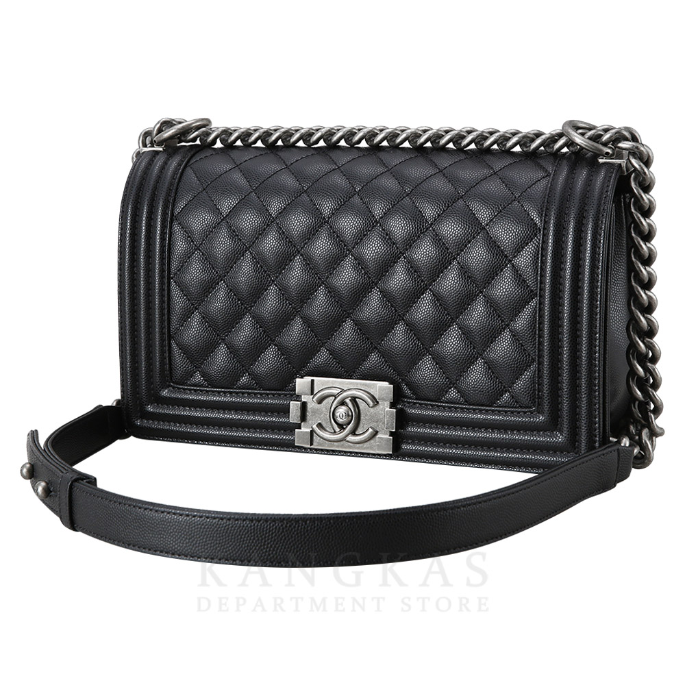 CHANEL(USED)샤넬 보이샤넬 캐비어 미듐 블랙 은장
