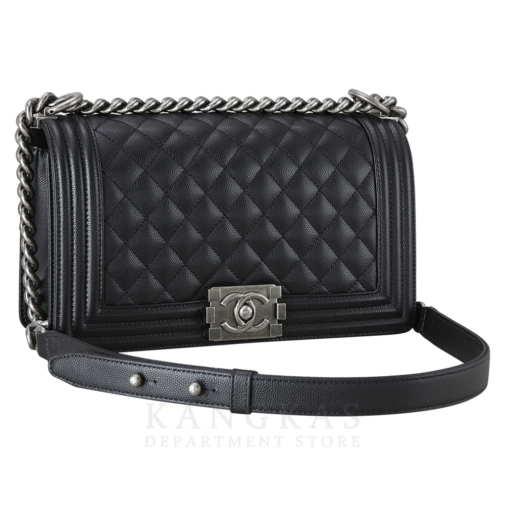 CHANEL(USED)샤넬 보이샤넬 캐비어 미듐 블랙 은장