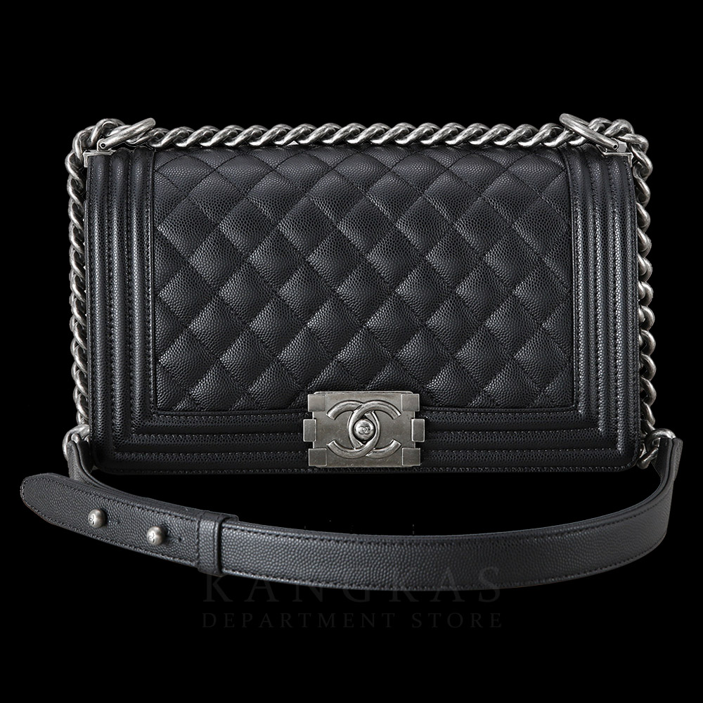 CHANEL(USED)샤넬 보이샤넬 캐비어 미듐 블랙 은장