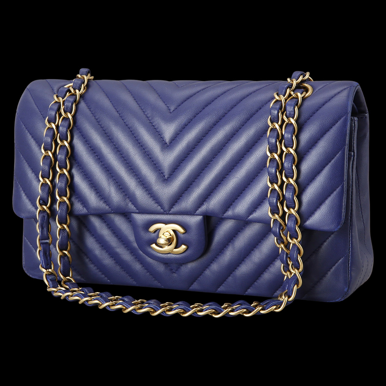 CHANEL(USED)샤넬 클래식 쉐브론 램스킨 미듐