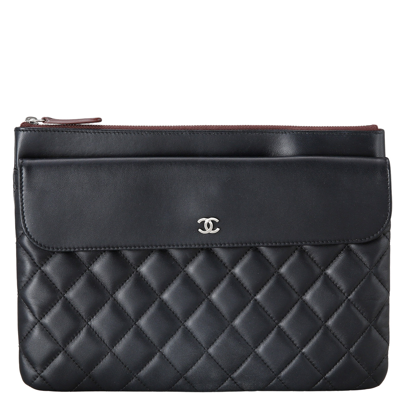 CHANEL(USED)샤넬 램스킨 포켓 플랩 클러치