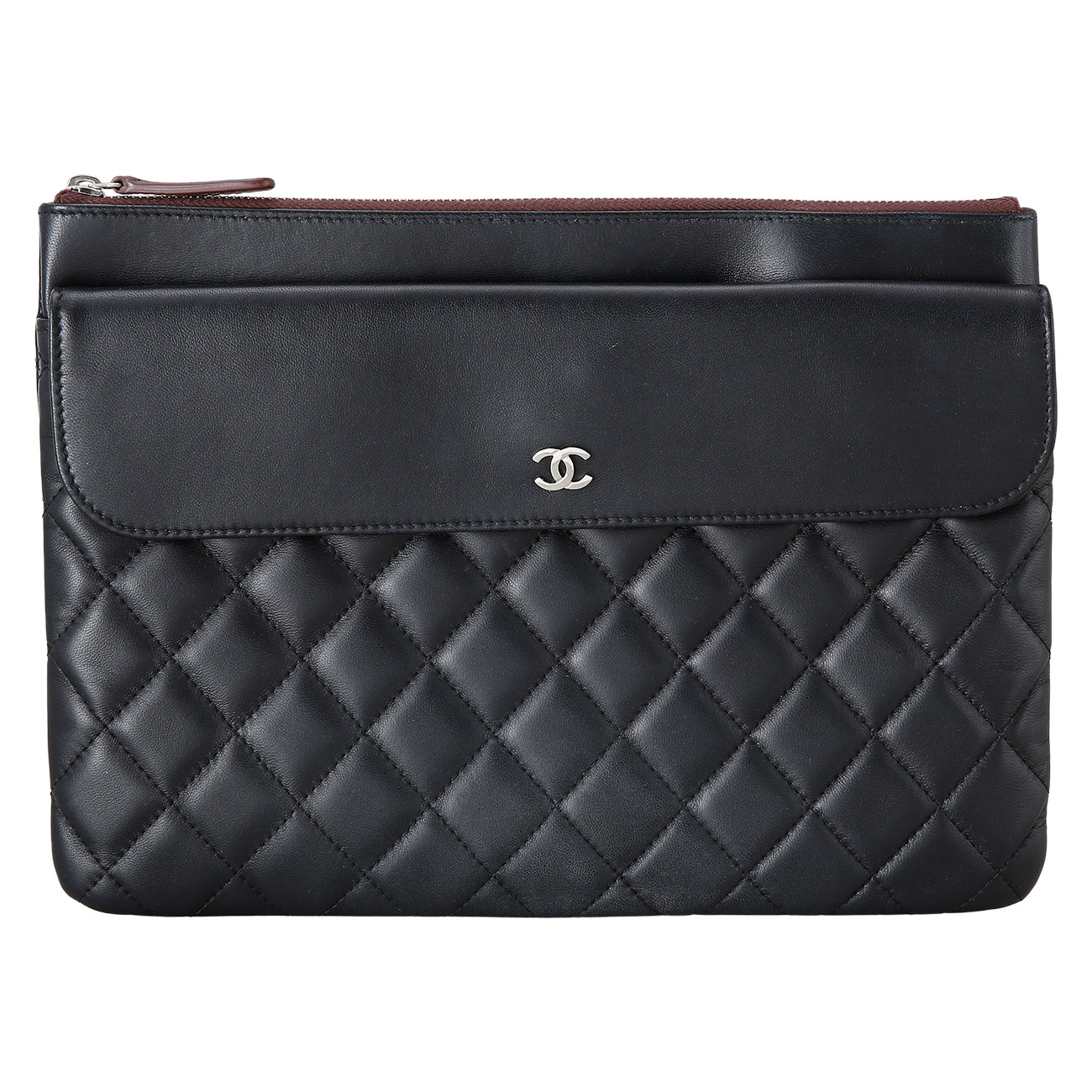 CHANEL(USED)샤넬 램스킨 포켓 플랩 클러치