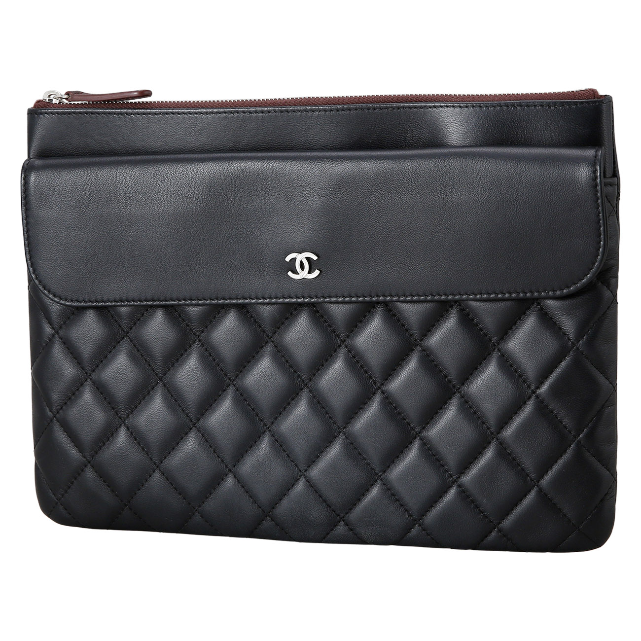 CHANEL(USED)샤넬 램스킨 포켓 플랩 클러치
