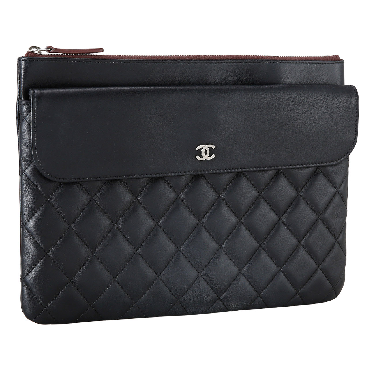 CHANEL(USED)샤넬 램스킨 포켓 플랩 클러치