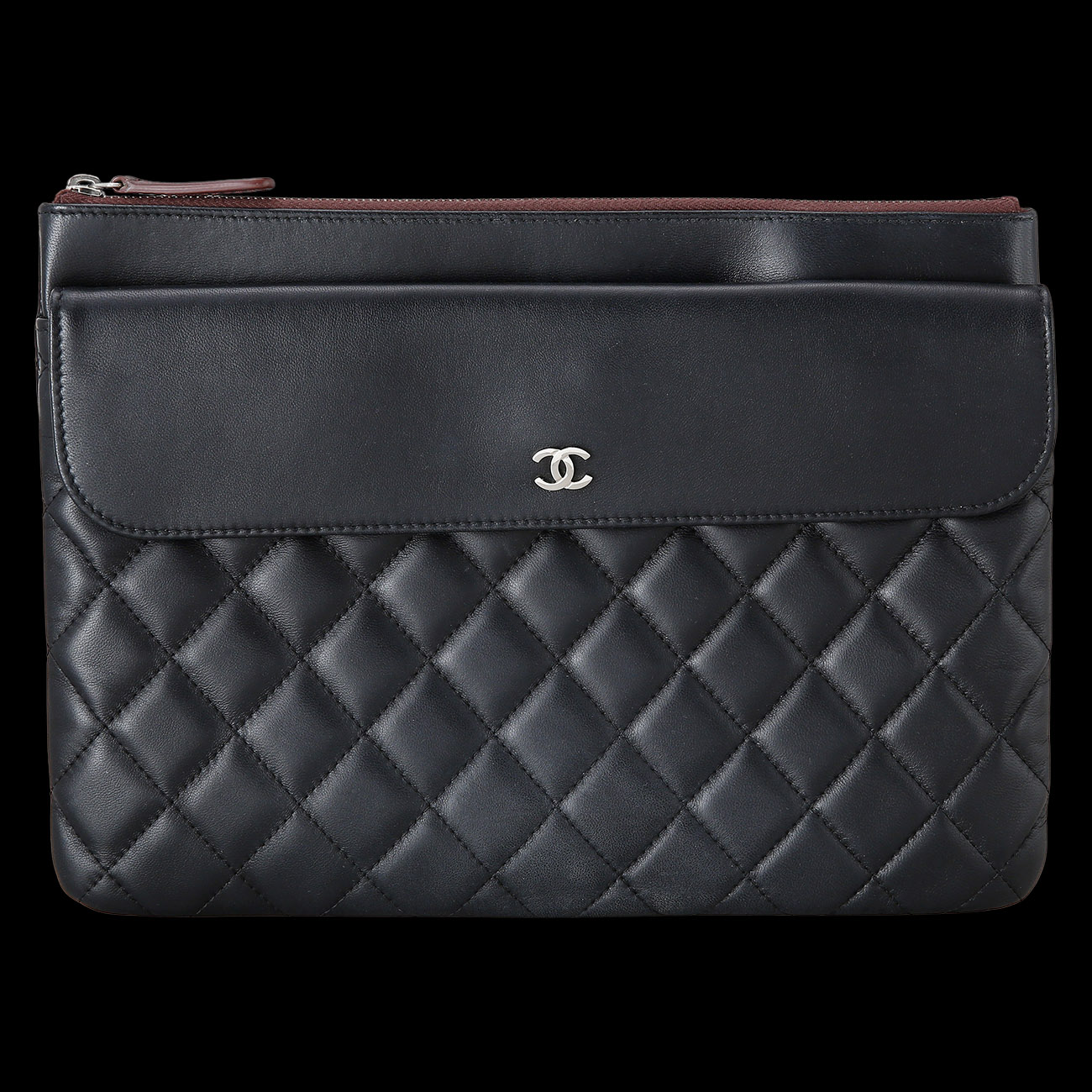 CHANEL(USED)샤넬 램스킨 포켓 플랩 클러치