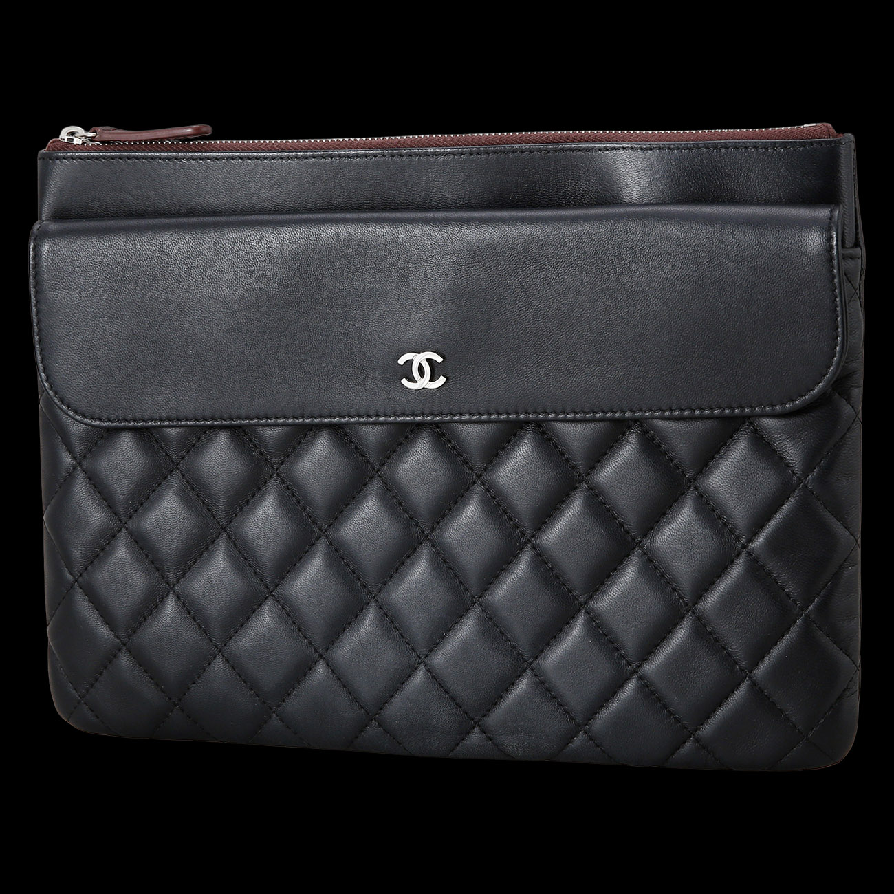 CHANEL(USED)샤넬 램스킨 포켓 플랩 클러치