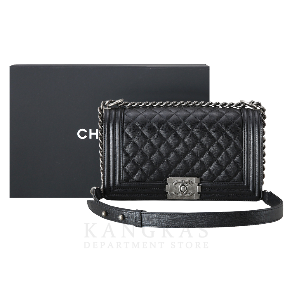 CHANEL(USED)샤넬 캐비어 보이샤넬 미듐 은장
