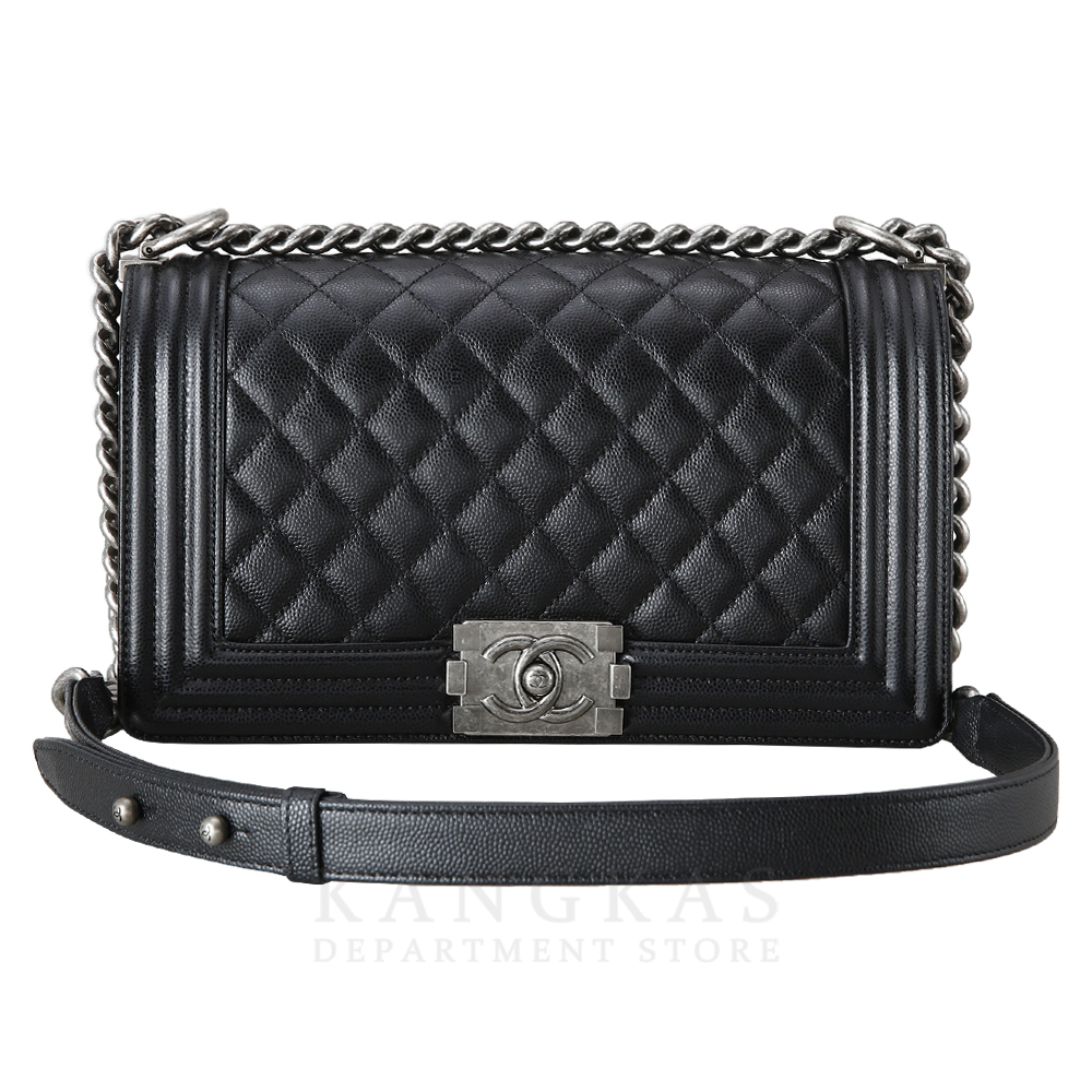 CHANEL(USED)샤넬 캐비어 보이샤넬 미듐 은장