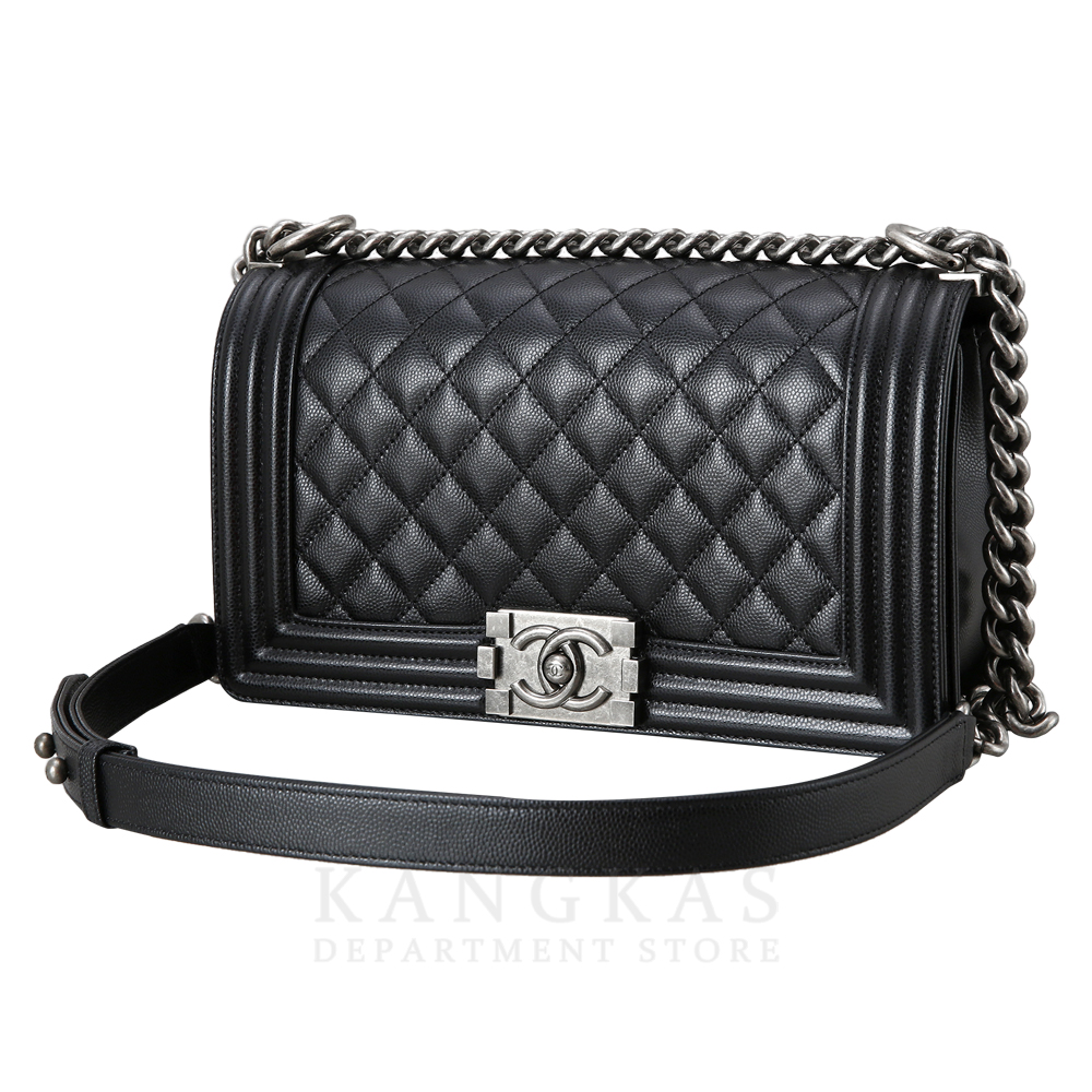 CHANEL(USED)샤넬 캐비어 보이샤넬 미듐 은장