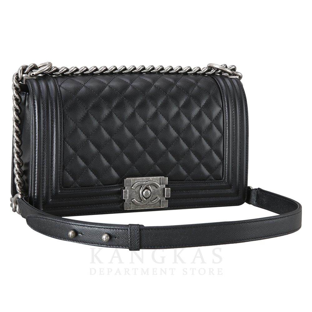 CHANEL(USED)샤넬 캐비어 보이샤넬 미듐 은장