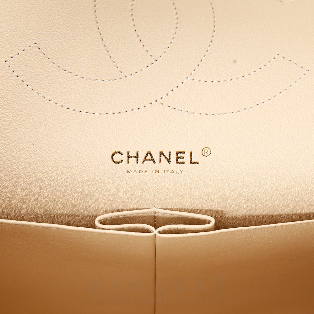 CHANEL(USED)샤넬 베이지 캐비어 클래식 라지 플랩백
