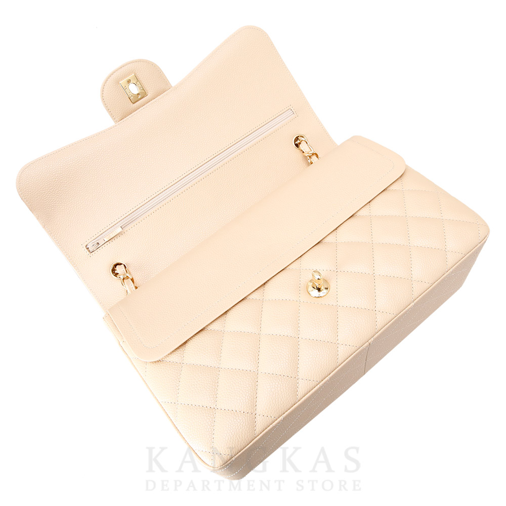 CHANEL(USED)샤넬 베이지 캐비어 클래식 라지 플랩백