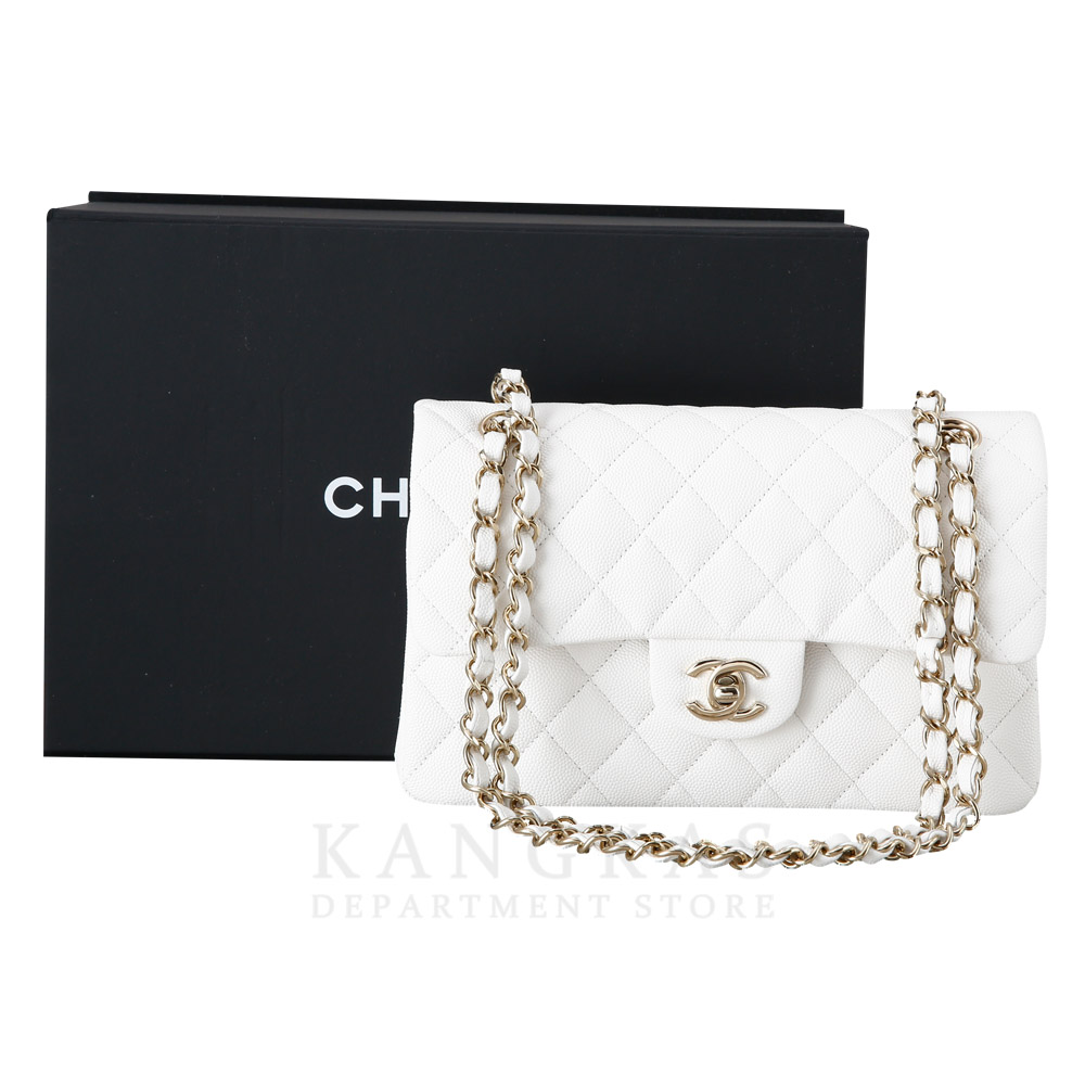 CHANEL(USED)샤넬 화이트 캐비어 클래식 스몰 플랩백