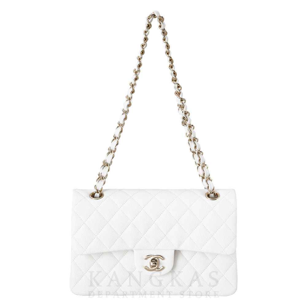 CHANEL(USED)샤넬 화이트 캐비어 클래식 스몰 플랩백