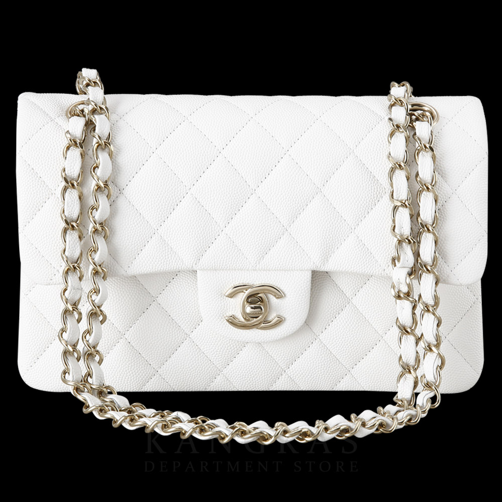 CHANEL(USED)샤넬 화이트 캐비어 클래식 스몰 플랩백