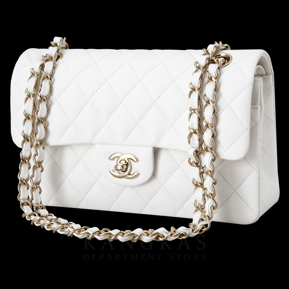 CHANEL(USED)샤넬 화이트 캐비어 클래식 스몰 플랩백