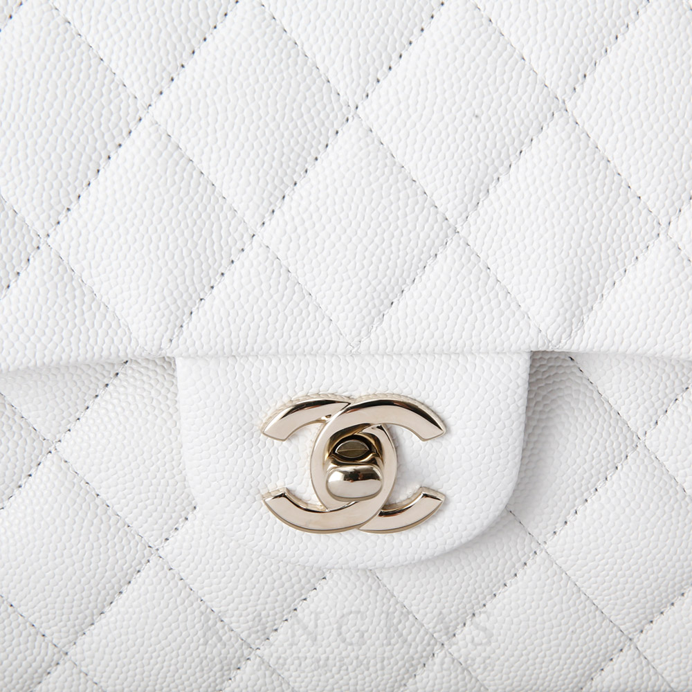 CHANEL(USED)샤넬 화이트 캐비어 클래식 스몰 플랩백