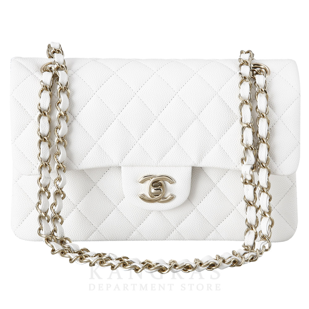 CHANEL(USED)샤넬 화이트 캐비어 클래식 스몰 플랩백