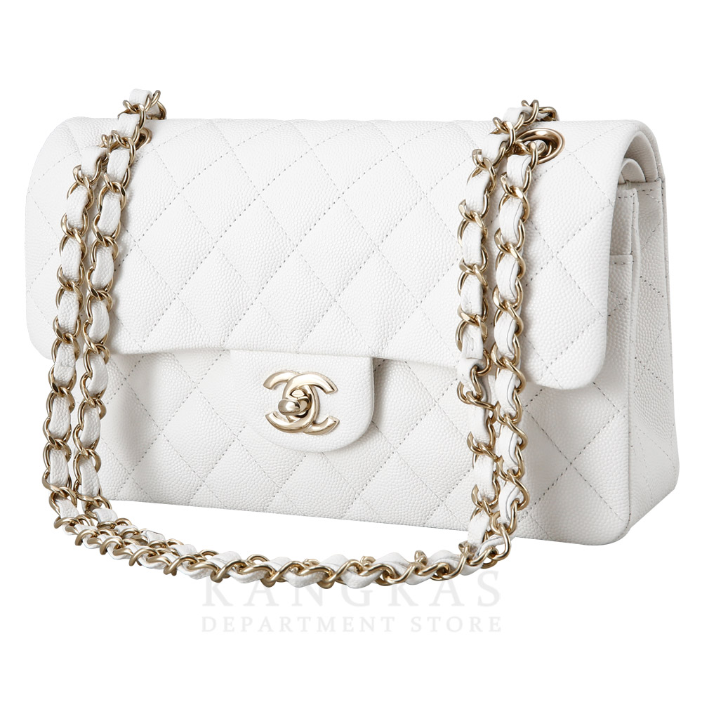 CHANEL(USED)샤넬 화이트 캐비어 클래식 스몰 플랩백