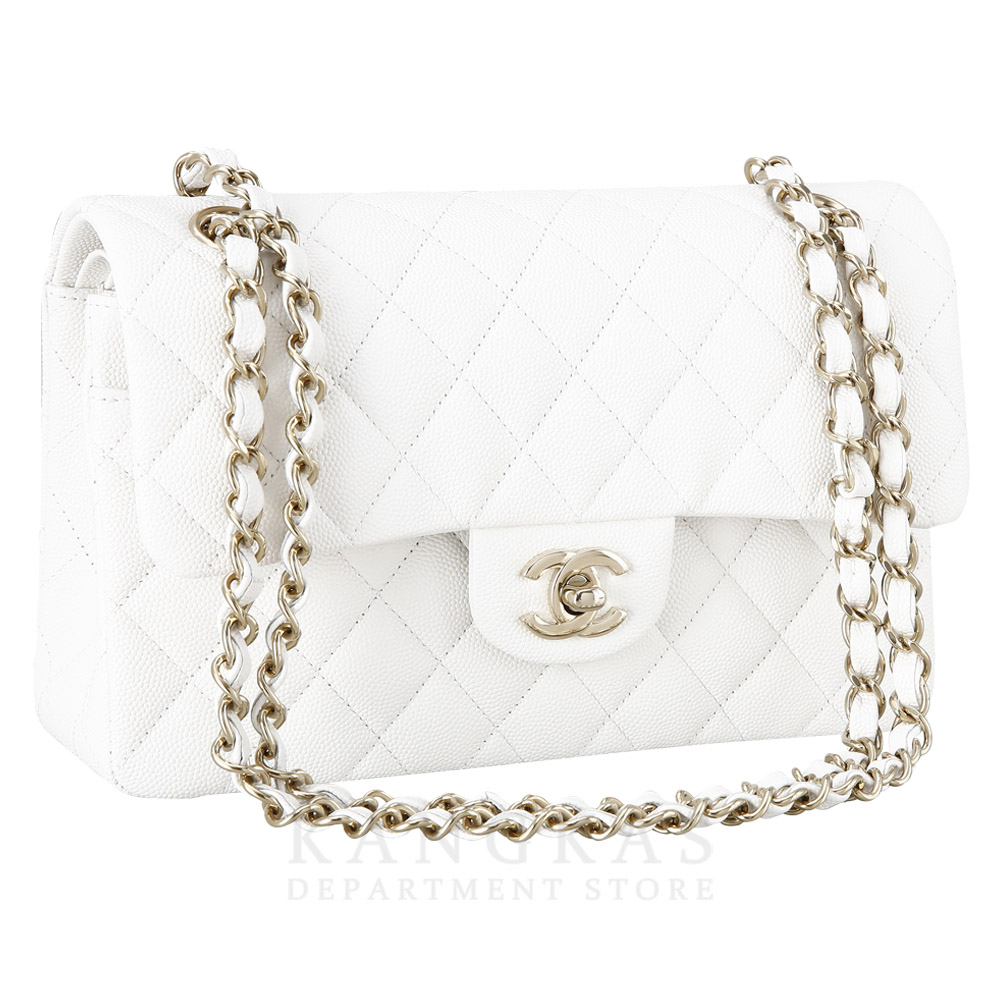 CHANEL(USED)샤넬 화이트 캐비어 클래식 스몰 플랩백